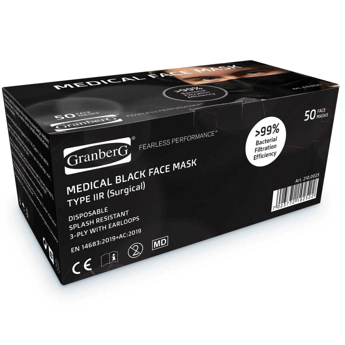 黑色医用口罩，50 片装