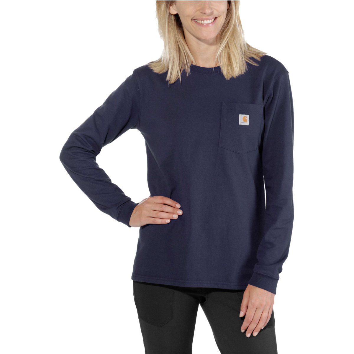 宽松厚重长袖口袋 T 恤