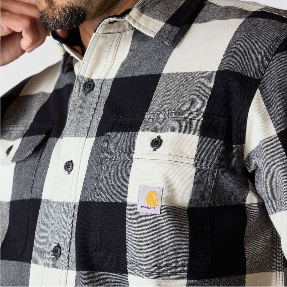 Loose Fit Heavyweight Flannel Long-Sleeve Plaid Shirt